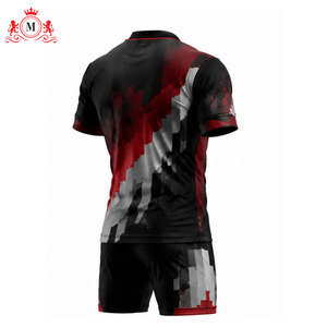 ชุดเสื้อฟุตบอลและกางเกงขาสั้นสีดำ แดง เทา สำหรับผู้ชาย แบบระบายอากาศได้ดี ผลิตจากโพลีเอสเตอร์ เหมาะสำหรับผู้ใหญ่ - Product Image 6