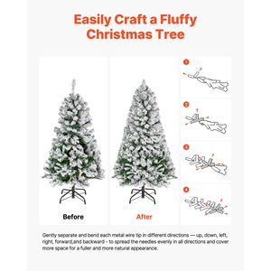 Albero di Natale innevato preilluminato da 120 cm con 120 luci LED bianco caldo, 8 modalità di illuminazione, decorazioni natalizie complete, artificiale, dimensioni 300 cm - Product Image 6