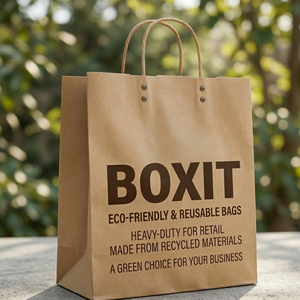 Bolsas de Compra de Papel Kraft Ecológicas con Logotipo Personalizado, Acabado Laminado y Asas Resistentes - Product Image 1