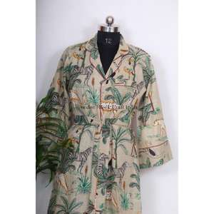 Camisón Kimono Bohemio de Algodón para Mujer, Estilo Indio, Largo Medio, con Cinturón y Botones Decorativos, Ajuste Holgado y Dulce - Product Image 4