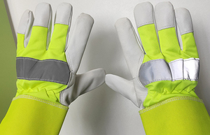 Guantes de Seguridad de Alta Visibilidad de Cuero, Color Verde, para Construcción, con Visibilidad Completa de la Mano - Product Image 5