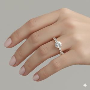 Anillo de Compromiso con Diamante Cultivado en Laboratorio Stonewels, Oro de 14K, Corte Graduado, Piedra Lateral Certificada, para Fabricante de Joyería de Lujo Personalizada - Product Image 6