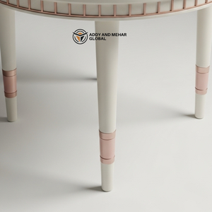 White Meena Design Wooden <b>Stool</b> Handcrafted Round Decorative Accent <b>Stool</b> Elegant White Meena Pattern <b>Stool</b> - Product Image 4