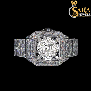 Montre Mossinate Iced Out en or rose à la demande pour homme Hip Hop et tenue décontractée disponible à un prix abordable - Product Image 3