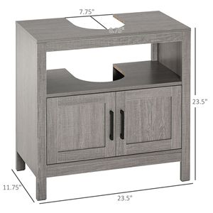 Mobiletto Moderno Grigio Sottolavabo con 2 Ante, Mobiletto a Colonna per Bagno, Scaffale Organizzatore in MDF per Casa, Hotel, Soggiorno, Cucina - Product Image 3