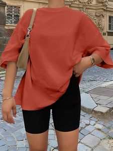 Camiseta Holgada de Manga Corta con Cuello Redondo para Mujer, 100% Algodón Jersey, Transpirable, para Todas las Temporadas - Product Image 6