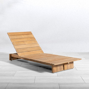 Tumbona de teca maciza de grado comercial con respaldo ajustable y cojín impermeable para proyectos hoteleros - Product Image 5