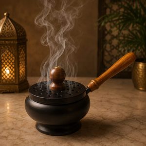 Black Wooden <b>Bakhoor</b> Burner With Brass Cutwork Design Luxury Islamic <b>Oud</b> Incense Holder Arabic Madkhan Home Fragrance Accessory - Product Image 3
