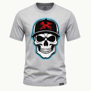 T-shirt Homme Bleu Marine à Motif Crâne, Manches Courtes, Style Urbain, 100% Coton, Col Rond, Coupe Classique, Respirant, Écologique - Product Image 4