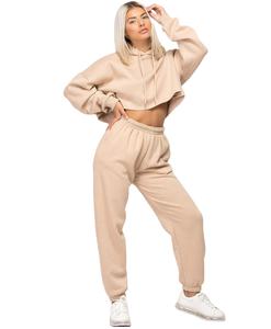Ensemble survêtement streetwear tendance pour femme grande taille, deux pièces, hiver, uni, respirant, avec sweat à capuche et pantalon de survêtement longueur genou, coupe décontractée - Product Image 1