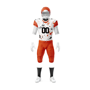 Conjunto de Uniforme de Fútbol Americano PIHA Sports, Jersey Naranja y Negro, Pantalones, Guantes, Tacos, % Poliéster, Transpirable, Resistente, para Todos los Deportes - Product Image 5