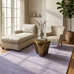 Elegant Lavender Wool Handtufted <b>Rug</b> Geometric Pattern Anti-Slip <b>Thick</b> Pile Carpet for Living Room Bedroom Dining Room Modern - Product Image 3