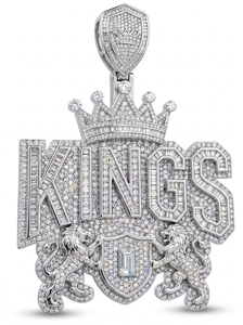 Colgante con Letras Personalizadas RCK Global Royal KINGS |   Moissanita de Corte Brillante D VVS, Plata Sólida 925, Alta Calidad, Estilo Hip-Hop Unisex - Product Image 3