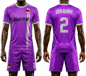 Uniforme de football unisexe de haute qualité, impression par transfert thermique, 100% polyester, couleurs personnalisées, entraînement sportif, vente en gros à bas prix - Product Image 1