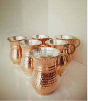 Gobelet en verre fait à la main en cuivre pur pour l'eau Gobelet en cuivre antique Gobelet en métal Ayurveda Health Benefit Cup Lot de 2