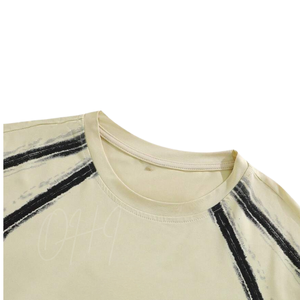 Camiseta Casual de Moda para Hombre, Estilo Urbano, Color Beige Lavado, Ecológica, Transpirable, de Algodón Premium, Corte Holgado - Product Image 3