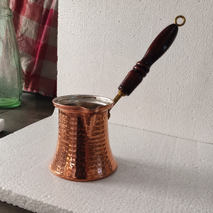 Handmade Hammered Copper Turkish Coffee Pot Cezve Ibrik Wooden Handle Milk Butter Warmer <b>Arabic</b> Greek Coffee Maker Pot - Product Image 4