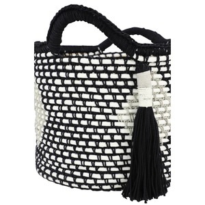 Elegant Set Of 2 Black Macrame <b>Baskets</b> Different Sizes For Clothes Storage Kitchen Grocery And Interior Styling From India - Product Image 5