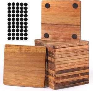 Handmade Natural Wooden <b>Slice</b> coaster Set Bohemian <b>Wood</b> Drink coaster square Design Custom Size Non-Toxic Eco-friendly Home - Product Image 6