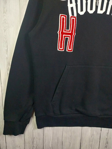 Sweat-shirt à capuche noir pour femme, manches longues, en coton tricoté, style streetwear, avec patchs brodés, logo appliqué sur le devant - Product Image 4