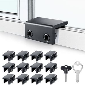 Set di 12 Serrature per Finestre Scorrevoli con Chiave, Facile Installazione, Regolabili per Finestre e Porte Scorrevoli Verticali e Orizzontali - Product Image 1