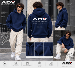 Sudadera con Capucha Unisex Personalizada para Otoño con Mochila Integrada, Corte Regular Informal, en Azul Marino, Poliéster/Algodón, Bolsillo Canguro - Product Image 1
