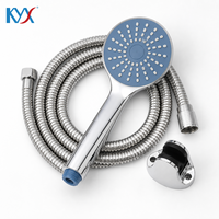 Pommeau de douche rond à fonction unique avec flexible renforcé et support métallique pour kit de remplacement de douche de salle de bain