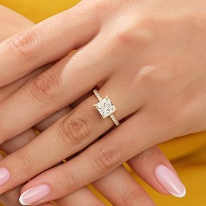 Sparkly 2.02CT Princess Cut Diamond Proposal Ring For Women's Lab Grown 18K Solid Gold Anniversary Promise <b>Gift</b> For Lovers - Product Image 2