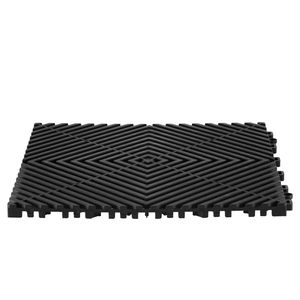Pavimentazione Modulare 3,66m x 3,66m, 40 Pezzi, Tappetini Antiscivolo Neri in PP con Drenaggio, Pavimento in Plastica Componibile 12 Piedi - Product Image 3