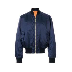 Chaqueta Varsity Azul Satinado para Hombre, Corte Regular, Cuello Camisero, Cierre de Botones, Estilo Preppy, Ropa de Otoño - Product Image 2