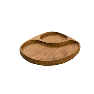 Plateau de service en céramique en forme de cœur avec 4 bols, base en bois, passe au lave-vaisselle, design minimaliste pour les collations et les apéritifs - Product Image 3