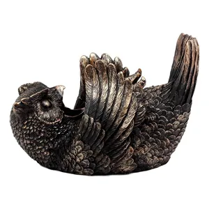 Figura Decorativa de Búho Metálico para Botellas de Vino, Acabado Antiguo, Soporte Individual para Botellas de Vino para Decoración de Bar en Casa - Product Image 5