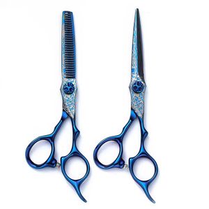 Tijeras de Entresacar Profesionales Azules de Acero Inoxidable con 32 Dientes, Punta Afilada y Mango Largo para Diestros, para Salón de Belleza - Product Image 2