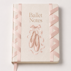 Set de Diario LABON Ballet Notes con Cinta de Encaje, Logotipo Personalizado, Cuaderno de Práctica para Bailarines con Lazo de Satén Rosa y Caja de Seguimiento de Progreso - Product Image 1