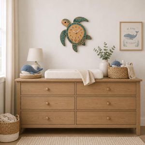 Horloge murale en bois en forme de tortue pour chambre d'enfant, horloge murale en bois en forme d'animal mignon pour la décoration de la chambre d'enfant et de la salle de jeux - Product Image 2