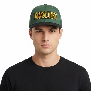 Casquette de baseball verte pour homme, style trucker, avec logo brodé personnalisé, dos en maille, ajustable, streetwear - Product Image 1