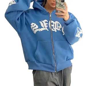 High Quality Polyester/Cotton 500gsm Heavyweight Autumn Hoodie Regular Fit Streetwear Embroidered Custom Logo Knitted Fabric - Product Image 5