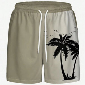 Shorts de bain unisexes pour hommes, séchage rapide, respirants, en tissu tissé, imprimé floral, shorts de plage, taille élastique, cordon de serrage, vêtements d'été - Product Image 1