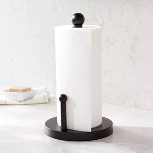 Modern Matte Black Metal Paper Towel <b>Holder</b> Heavy Duty Base Standing <b>Tissue</b> Roll Stand For <b>Kitchen</b> Bathroom Organization - Product Image 1