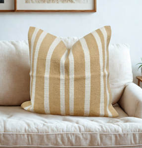 Housse de coussin tissée marron et blanc avec fermeture éclair, en coton doux, faite à la main, avec franges latérales, pour lit et canapé, décoration de coussin - Product Image 4