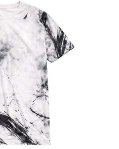 T-shirt tie-dye noir et blanc pour homme, col rond, manches courtes, coton, streetwear décontracté, lavage vintage, personnalisable, OEM, fournisseur en gros - Product Image 2