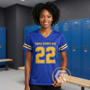 เสื้อยืดผู้หญิง GREEK TREASURES Sigma Gamma Rho สำหรับชมรมนักศึกษา ลำลอง ใส่สบายช่วงฤดูร้อน คอวี แขนครึ่งตัว ระบายอากาศได้ดี เป็นมิตรกับสิ่งแวดล้อม ป้องกันรอยยับ - Product Image 3