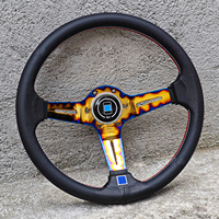 ND14 Pouce Bleu Galvanoplastie Cuir Volant de Voiture Universel Modifié Drift Racing Bracket