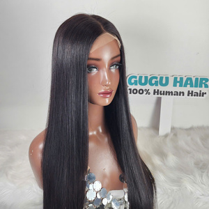 Perruque de cheveux humains lisses de 24 pouces, avec closure HD 4x4 5x5, pour femmes noires, perruque frontale transparente pré-épilée - Product Image 2