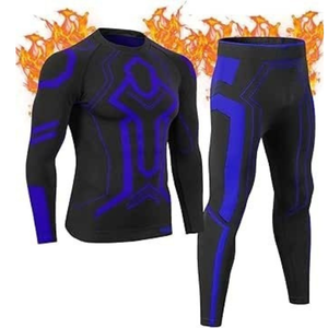 Ensemble de compression élastique robuste conçu pour les hommes actifs, ensemble de compression pour entraînement intensif avec manches longues, ensemble de compression ajusté pour le contrôle du maintien. - Product Image 1