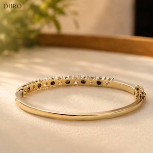 High Quality VVS1 Moissanite Bar Setting Bracelet for <b>Men</b> Women GRA Certified Black Gemstone Round Plated Gold Bracelet - Product Image 4