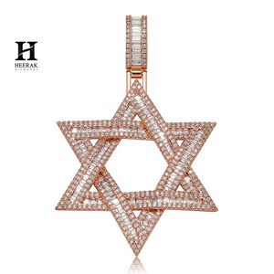 Collar con colgante Estrella de David de Moissanita Iced Out para Hombre, Cadena de Tenis Hip Hop, Joyería Religiosa, Dije de Diamante de Laboratorio VVS - Product Image 6