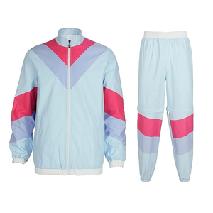 Ensemble coupe-vent personnalisé 100 % polyester et nylon, veste athlétique à panneaux de couleur et pantalon de jogging, collection de survêtements - Product Image 4