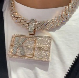 Colgante de oro con moissanita y micro pavé, estilo Hip Hop, con diseño de pila de dinero y efecto efecto hielo, para fiesta - Product Image 5