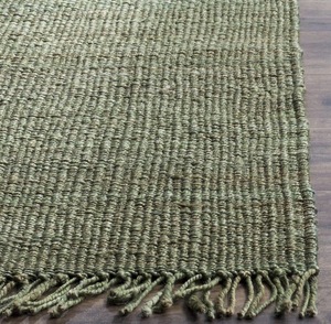 Tapis carré en jute vert uni à poils ras, tissé à la main, moderne, avec franges, fibre naturelle écologique, épaisseur moyenne, pour usage domestique - Product Image 3